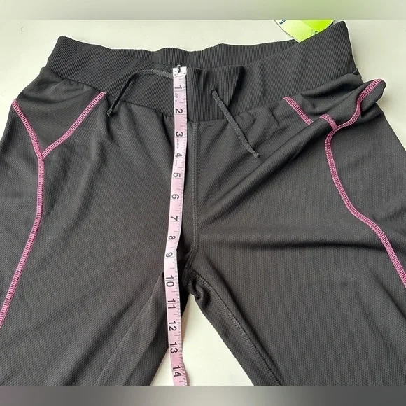 NWT MTA Sport Black Pink Mid Rise Mesh Look Activewear Sweat Pants Women’s Small - Picture 6 of 8